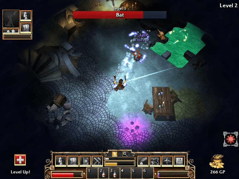 Screenshot from the game FATE showing a hero exploring a dungeon and battling monsters with magic and weapons.